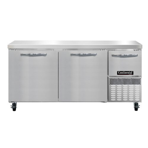 Continental Refrigerator FA68SN Freezer Base Shallow Depth Worktop Unit 68W Stainless Steel Flat Work Top