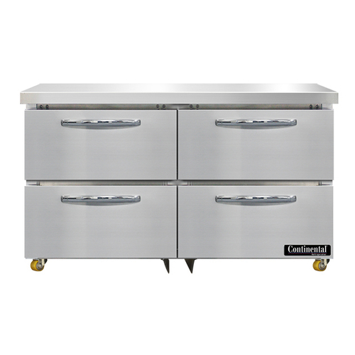 Continental Refrigerator SWF48N-U-D Undercounter Freezer 48 inch 13.4 cu ft capacity two section four drawers stainless steel