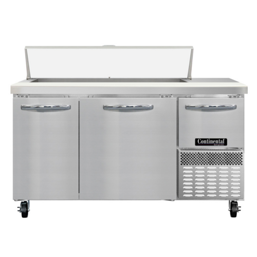 Continental Refrigerator RA60SN12 Refrigerated Base Sandwich Unit 60 inch Stainless Steel with Pans and Doors