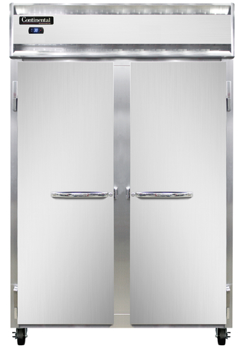 Continental Refrigerator 2RSNSA Reach-In Two-Section Stainless Steel Refrigerator with Digital Control and Solid Doors
