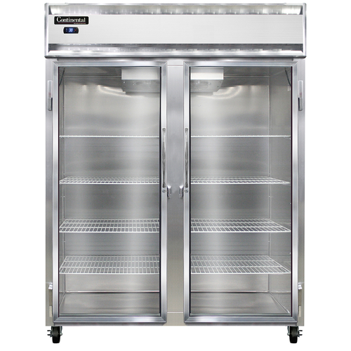 Continental Refrigerator 2RESNGD Extra-Wide Reach-In Refrigerator 57W Two-Section Self-Contained Aluminum Stainless Steel