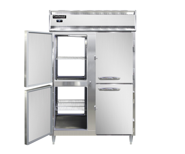 Continental Refrigerator D2RFNPTHD Designer Line Refrigerator Freezer Pass-Thru Two-Section Self-Contained Aluminum Stainless Steel