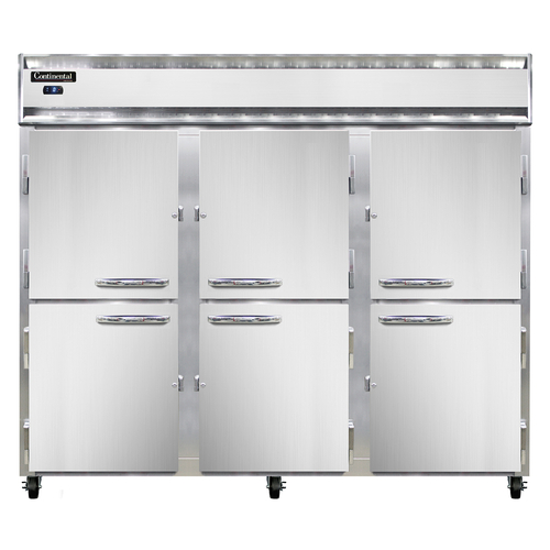 Continental Refrigerator 3FESNSSHD Extra-Wide Freezer Reach-In 85-1/2W Three-Section Stainless Steel Half-Height Doors