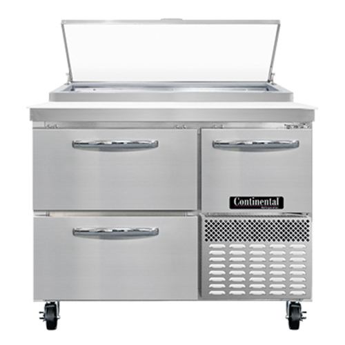 Continental Refrigerator PA43N-D Pizza Prep Table 43W one-section 12 cu ft capacity stainless steel work top