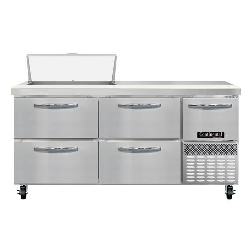 Continental Refrigerator RA68N8-D Refrigerated Base Sandwich Unit 68 inch 300 Series Stainless Steel Top