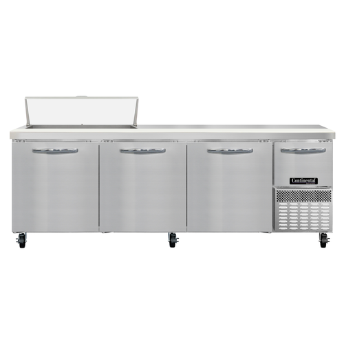 Continental Refrigerator RA93N10 Refrigerated Base Sandwich Unit 93 inch 300 Series Stainless Steel Top