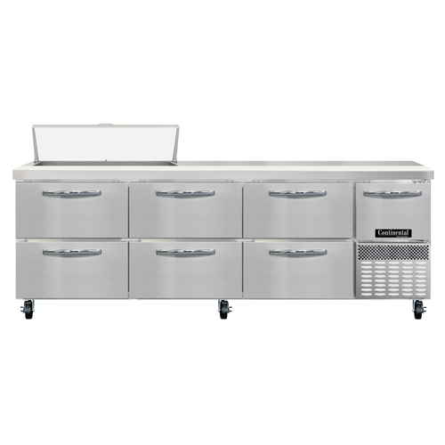 Continental Refrigerator RA93N10-D Refrigerated Base Sandwich Unit 93 inch 300 Series Stainless Steel Top