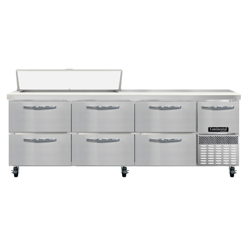 Continental Refrigerator RA93N12-D Refrigerated Base Sandwich Unit 93 inch 300 Series Stainless Steel Top