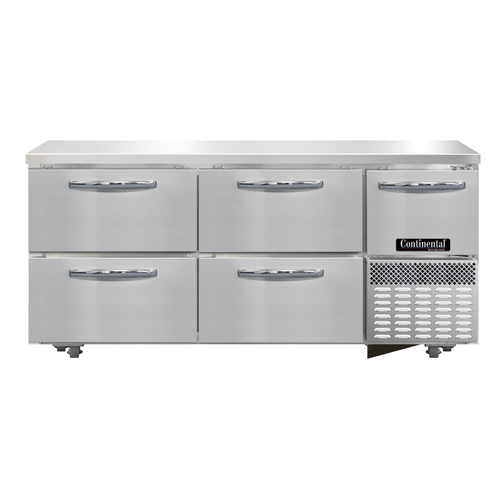 Continental Refrigerator RA68N-U-D Undercounter Refrigerated Base 68W Stainless Steel 4 Drawers 1 Door