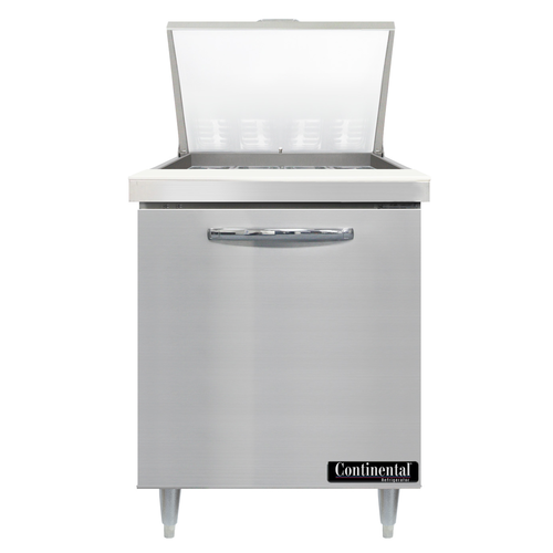 Continental Refrigerator D27N12M Designer Line Mighty Top Sandwich Unit 27W One Section 12 Pans Stainless Steel