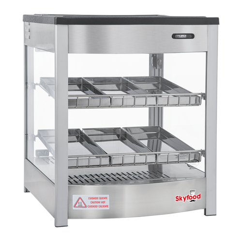 Skyfood Equipment FWD2S6P Steam Line Food Warmer Display Case Countertop 18-7/8W Adjustable Shelves LED Lighting Efficient Heat Retention