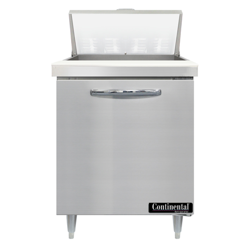 Continental Refrigerator D27N8 Designer Line Sandwich Unit 27W One Section with 8 Pans and Stainless Steel Top