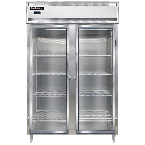 Continental Refrigerator D2FNGD Designer Line Freezer Two Section Self Contained Aluminum Stainless Steel Full Height Glass Doors