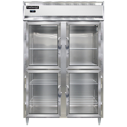 Continental Refrigerator D2FNSAGDHD Designer Line Freezer Two Section Stainless Steel Half Height Glass Doors