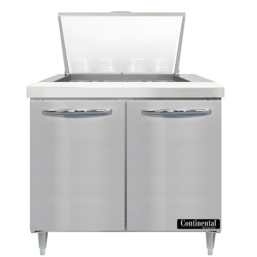 Continental Refrigerator D36N12M Designer Line Mighty Top Sandwich Unit 36W Two Section Stainless Steel