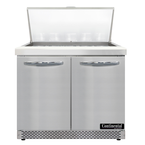 Continental Refrigerator D36N15M-FB Designer Line Mighty Top Sandwich Unit 36 inch Front Breather Stainless Steel