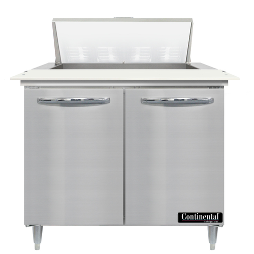 Continental Refrigerator D36N8C Designer Line Sandwich Unit 36W Two Section with 8 Pans and Stainless Steel Top