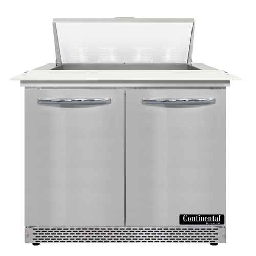 Continental Refrigerator D36N8C-FB Designer Line Sandwich Unit Front Breather 36 inch 8 Pan Stainless Steel