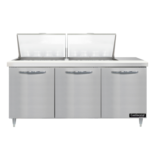 Continental Refrigerator D72N24M Designer Line Mighty Top Sandwich Unit 72 inch with 3 Section and 24 Pans