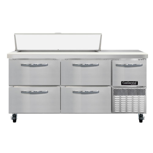 Continental Refrigerator RA68SN12-D Refrigerated Base Shallow Depth Sandwich Unit 68 inch 300 Series Stainless Steel