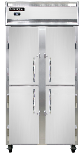Continental Refrigerator 2RSESNSSHD Slim Line Refrigerator Reach In 36-1/4W Two Section Stainless Steel Half Height Doors