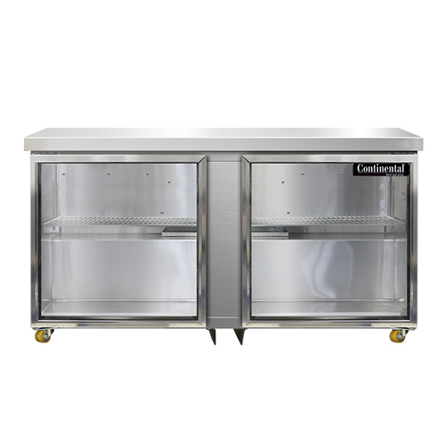 Continental Refrigerator SW60NGD-U Undercounter Display Refrigerator 60W 17 cu ft Capacity Two Section Glass Doors LED Lighting