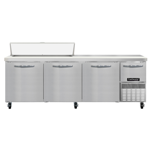 Continental Refrigerator RA93SN12 Refrigerated Base Sandwich Unit 93 inch Stainless Steel with 12 Pans and Doors