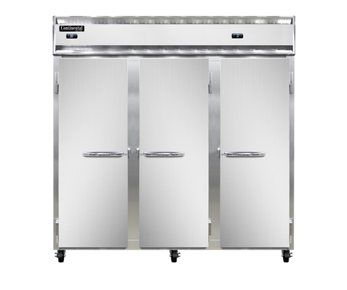 Continental Refrigerator 3RFFNSS Stainless Steel Three Section Refrigerator Freezer with Solid Doors and Digital Control