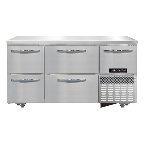 Continental Refrigerator FA60SN-U-D Undercounter Shallow Depth Freezer Base 60 inch Stainless Steel Drawers