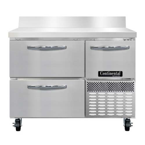 Continental Refrigerator RA43SNBS-D Refrigerated Base Shallow Depth Worktop Unit 43W Stainless Steel