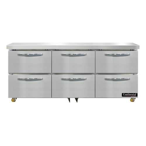Continental Refrigerator D72N-U-D Designer Line Undercounter Refrigerator 72 inch Three Section with Drawers