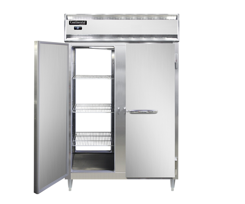 Continental Refrigerator D2RFNPT Designer Line Refrigerator Freezer Pass-Thru Two Section Self-Contained Aluminum Stainless Steel