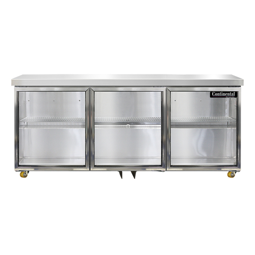 Continental Refrigerator SW72NGD-U Undercounter Display Refrigerator 72W 20.6 cu ft capacity three-section glass doors LED lighting