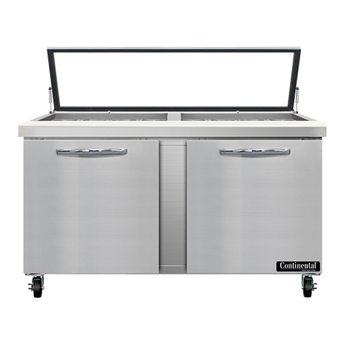 Continental Refrigerator SW60N24M-HGL Mighty Top Sandwich Unit 60 inch 17 cu ft with Hinged Glass Lid and Pans
