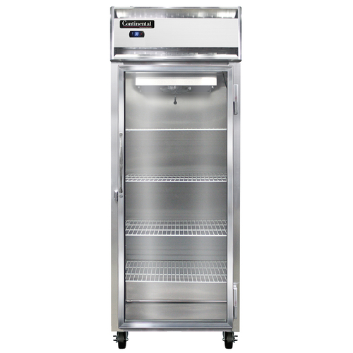 Continental Refrigerator 1RESNSSGD Extra-Wide Reach-In Refrigerator 28-1/2 inch Stainless Steel Full-Height Glass Door