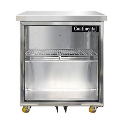 Continental Refrigerator SW27NGD-U Undercounter Display Refrigerator 27W 74 cu ft capacity one-section glass door LED lighting