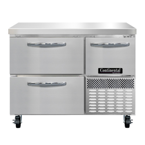 Continental Refrigerator RA43SN-D Refrigerated Base Shallow Depth Worktop Unit 43W Stainless Steel 2 Drawers