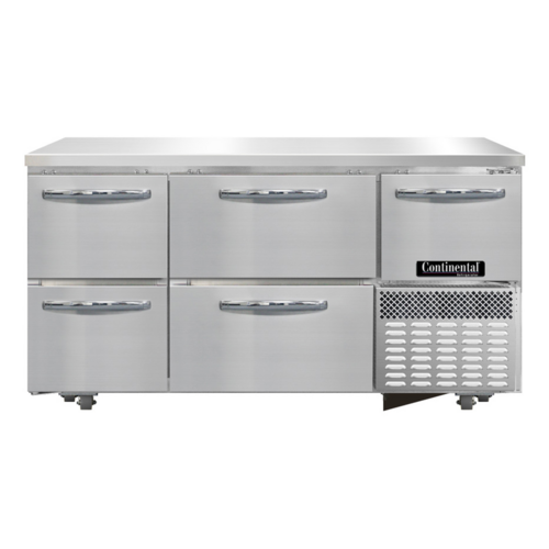 Continental Refrigerator RA60SN-U-D Undercounter Refrigerated Base 60 inch Stainless Steel Drawers and Door