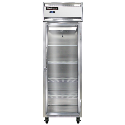 Continental Refrigerator 1RSNSAGD Reach In Display Refrigerator Stainless Steel One Section Narrow Glass Door