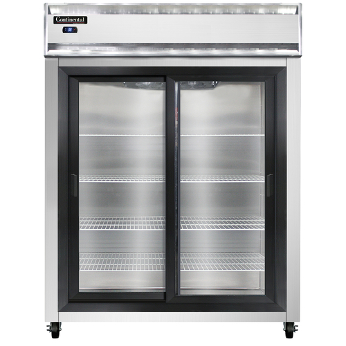 Continental Refrigerator 2RESNSGD Extra-Wide Reach-In Refrigerator 57W Two-Section Self-Contained Aluminum Stainless Steel