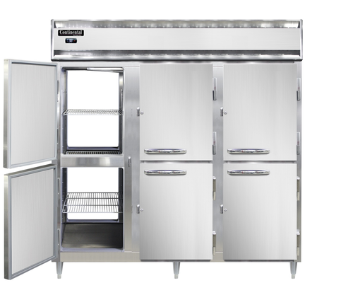 Continental Refrigerator DL3WE-PT-HD Designer Line Heated Cabinet Extra Wide Pass-Thru Three Section 75 Cu Ft Capacity