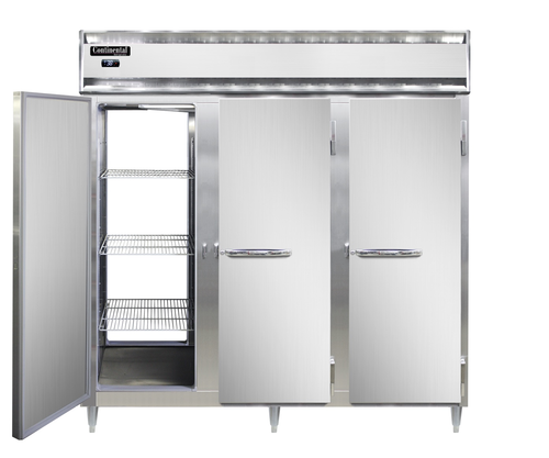 Continental Refrigerator DL3WE-SA-PT Designer Line Heated Cabinet Extra Wide Pass-Thru Three Section 75 Cu Ft Capacity