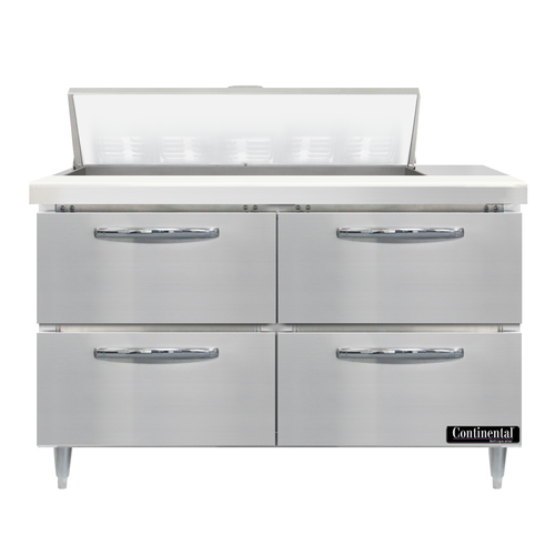 Continental Refrigerator D48N10-D Designer Line Sandwich Unit 48 inch Two Section with 10 Pans and 4 Drawers