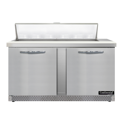 Continental Refrigerator D60N12-FB Designer Line Sandwich Unit 60 inch Front Breather Stainless Steel 12 Pan