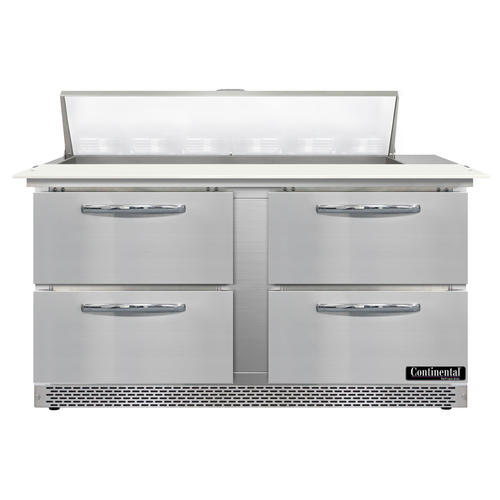 Continental Refrigerator D60N12C-FB-D Designer Line Sandwich Unit Front Breather 60 inch with Drawers and Pans
