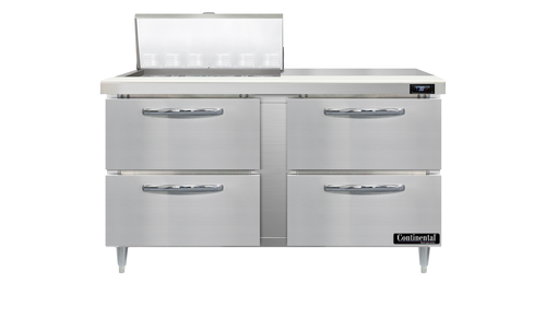 Continental Refrigerator D60N12M-D Designer Line Mighty Top Sandwich Unit 60 inch with 4 drawers and stainless steel top