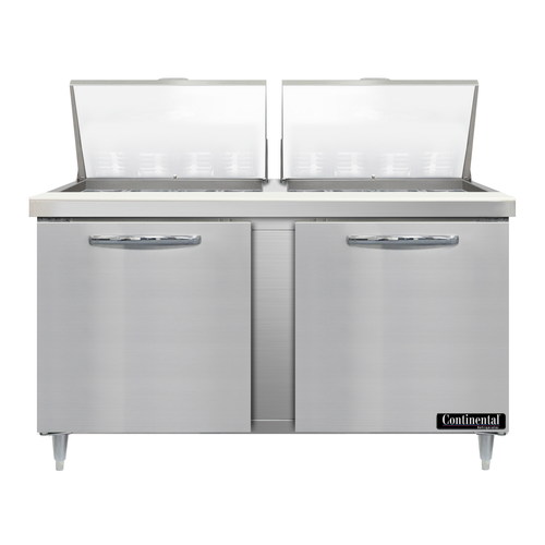 Continental Refrigerator D60N24M Designer Line Mighty Top Sandwich Unit 60W Two Section Stainless Steel 1/3 HP