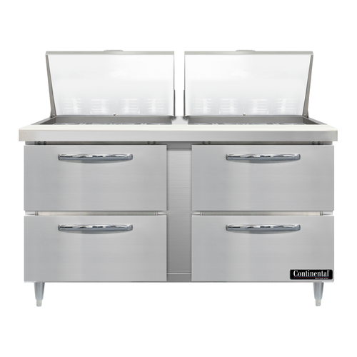 Continental Refrigerator D60N24M-D Designer Line Mighty Top Sandwich Unit 60 inch with 4 drawers and stainless steel top