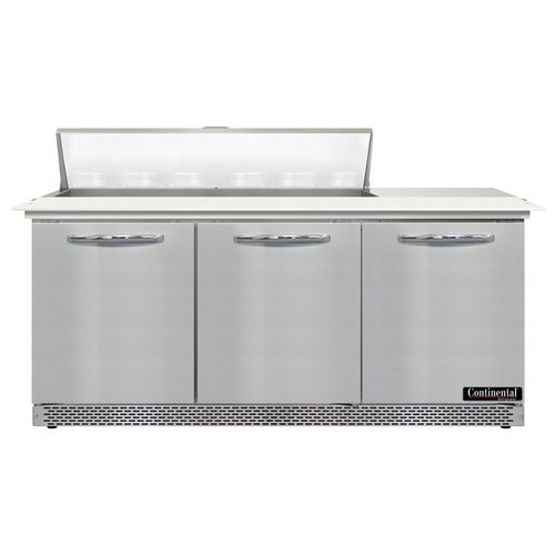 Continental Refrigerator D72N12C-FB Designer Line Sandwich Unit 72 inch Front Breather Stainless Steel 3 Section