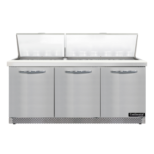 Continental Refrigerator D72N30M-FB Designer Line Mighty Top Sandwich Unit 72 inch Front Breather Stainless Steel